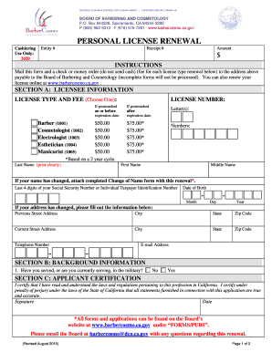 California Barbering and Cosmetology License Renewal