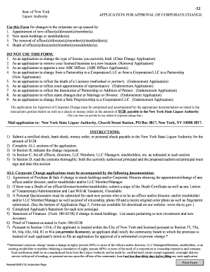 New York Corporate Change Application