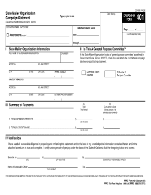 California Slate Mailer Organization Form 401