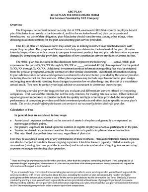 401(k) Plan Fee Disclosure Form