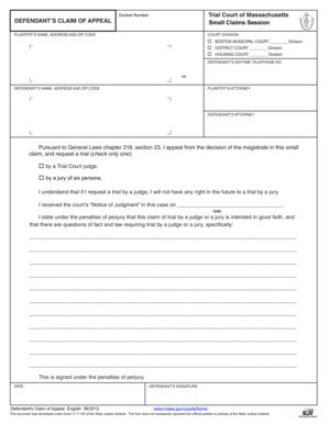 Defendant's Claim of Appeal