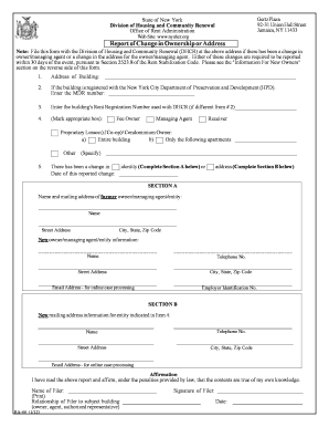 New York Change in Ownership or Address Form