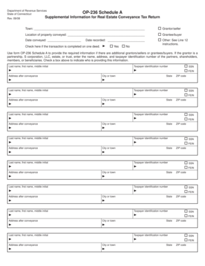 Connecticut Real Estate Conveyance Tax Return Schedule A