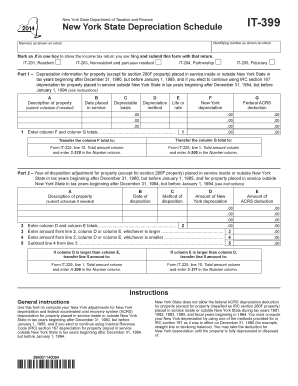 New York State Depreciation Schedule IT-399