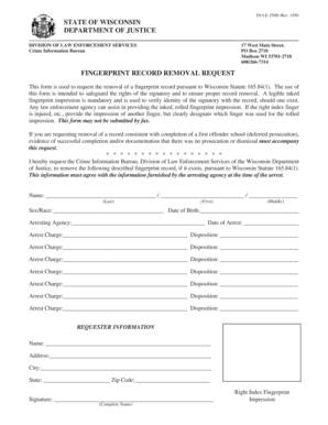 Wisconsin Fingerprint Record Removal Request