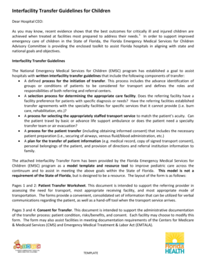 Interfacility Transfer Guidelines for Children