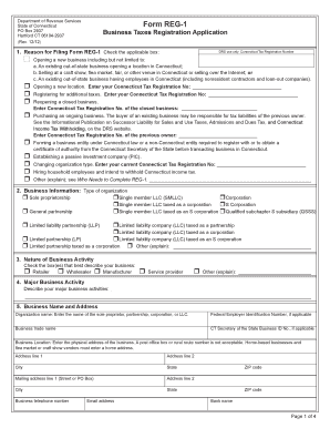 Connecticut Business Taxes Registration Application