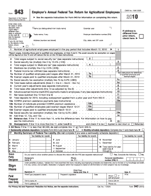 Form 943 Agricultural Employees Tax Return