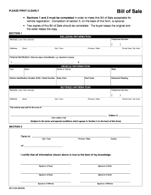 Alberta Vehicle Bill of Sale