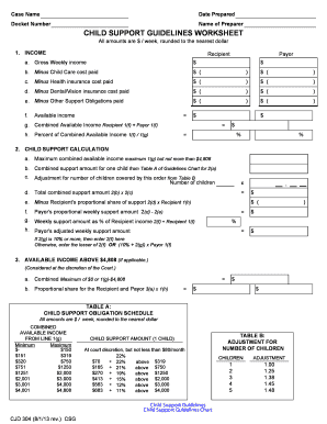 Child Support Guidelines Worksheet