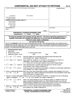 California Confidential Guardian Screening Form