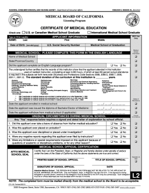 California Certificate of Medical Education
