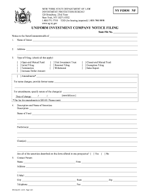 New York Form NF Investment Company Notice Filing