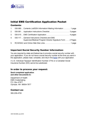 Washington State Initial EMS Certification Application