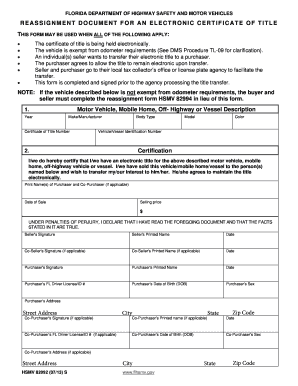 Florida Electronic Title Reassignment Form