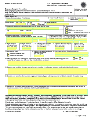 US Federal Workers' Compensation Recurrence Notice