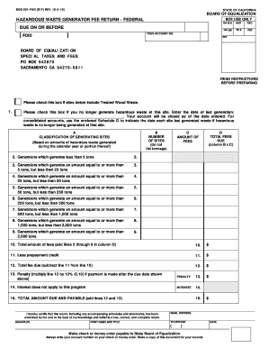 California Hazardous Waste Generator Fee Return