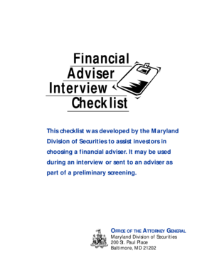 Financial Adviser Interview Checklist