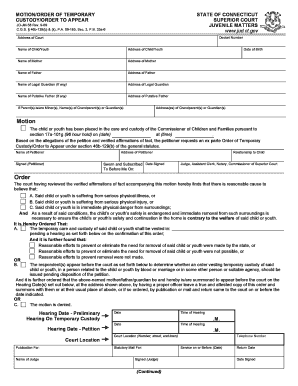 Connecticut Temporary Custody Order