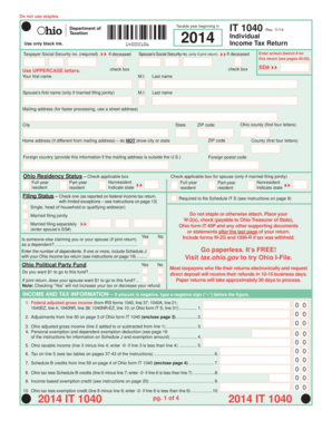 Ohio IT 1040 Individual Income Tax Return