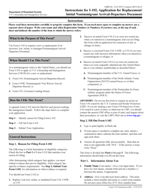 I-102 Application for Replacement Nonimmigrant Arrival-Departure Document