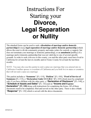 California Divorce, Legal Separation, or Nullity Forms