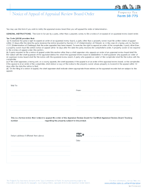 Notice of Appeal of Appraisal Review Board Order