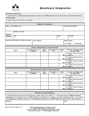Idaho Beneficiary Designation Form RS115