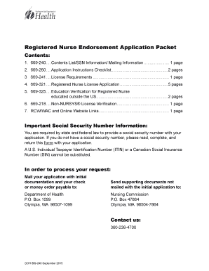 Washington Registered Nurse Endorsement Application