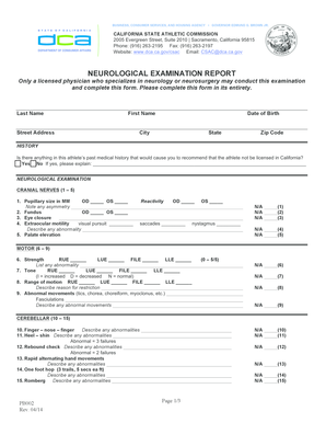 California Neurological Examination Report