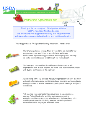 USDA Food and Nutrition Service Partnership Agreement