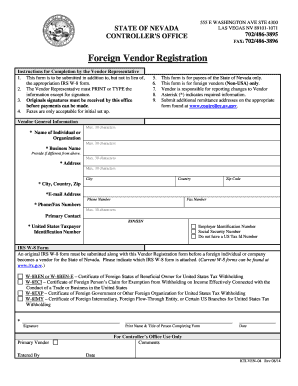 Nevada Foreign Vendor Registration Form