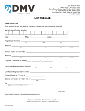 Nevada Lien Release Form
