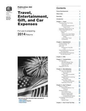 IRS Publication 463 Travel Entertainment Gift and Car Expenses