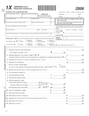 Wisconsin Amended Income Tax Form