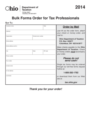 Ohio Bulk Tax Forms Order