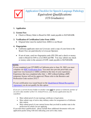 California Speech-Language Pathology Licensure Application