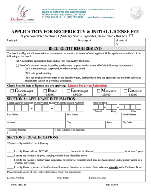 California Reciprocity License Application