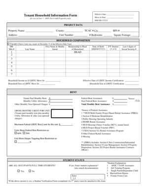 Tenant Household Information Form