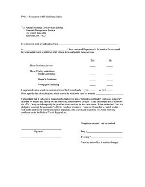 USDA Relocation Services Request Form