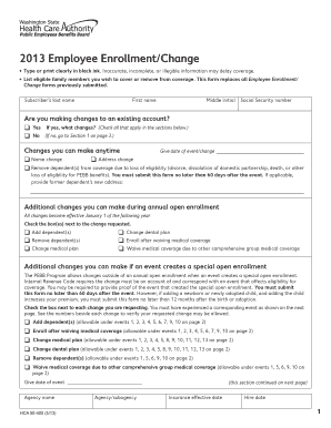 2013 Employee Enrollment Change Form