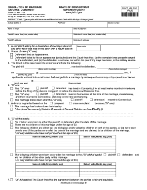 Connecticut Divorce Judgment Form