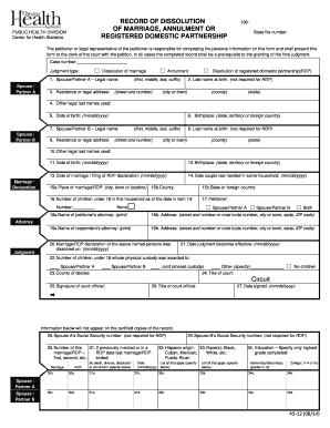 Record of Dissolution of Marriage or Registered Domestic Partnership