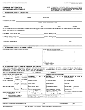 California Financial Information Release Form