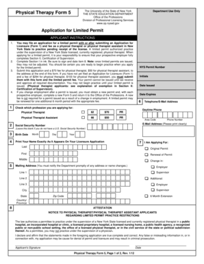 New York Physical Therapy Limited Permit Application