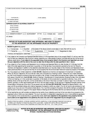 Notice of Filing Inventory and Appraisal