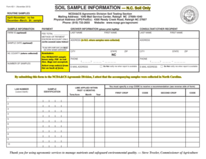 Soil Sample Information Form AD-1