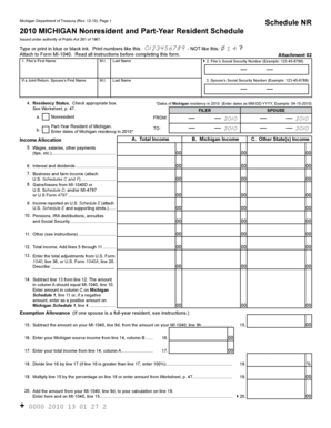 Michigan Nonresident and Part-Year Resident Schedule
