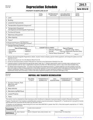 Maryland Form 4B Depreciation Schedule