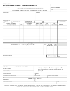 California Intergovernmental Service Agreement and Invoice